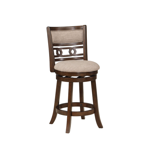 Gary 24 Inch Swivel Counter Stool, Cushioned Seat, Open Back, Cherry Brown - BM316105