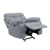 Charl 38 Inch Power Recliner Glider Chair, USB Charger Light Gray Polyester - BM316120