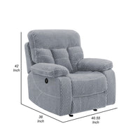 Charl 38 Inch Power Recliner Glider Chair, USB Charger Light Gray Polyester - BM316120