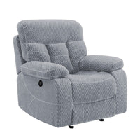 Charl 38 Inch Power Recliner Glider Chair, USB Charger Light Gray Polyester - BM316120