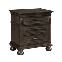 Rion 28 Inch Nightstand with 3 Storage Drawers, USB Port, Walnut Brown - BM316121