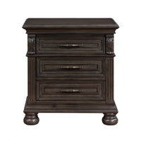 Rion 28 Inch Nightstand with 3 Storage Drawers, USB Port, Walnut Brown - BM316121