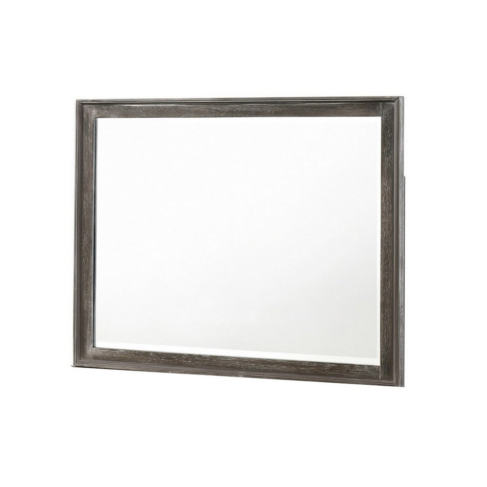 Zavi 32 x 40 Dresser Mirror, Rectangular, Glass, Nutmeg Brown Finish - BM316128