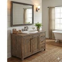 Zavi 32 x 40 Dresser Mirror, Rectangular, Glass, Nutmeg Brown Finish - BM316128