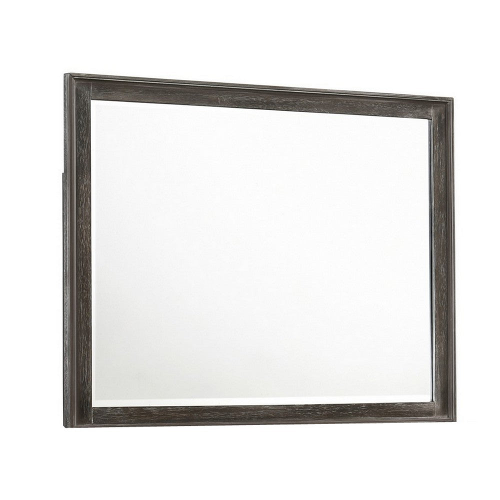 Zavi 32 x 40 Dresser Mirror, Rectangular, Glass, Nutmeg Brown Finish - BM316128