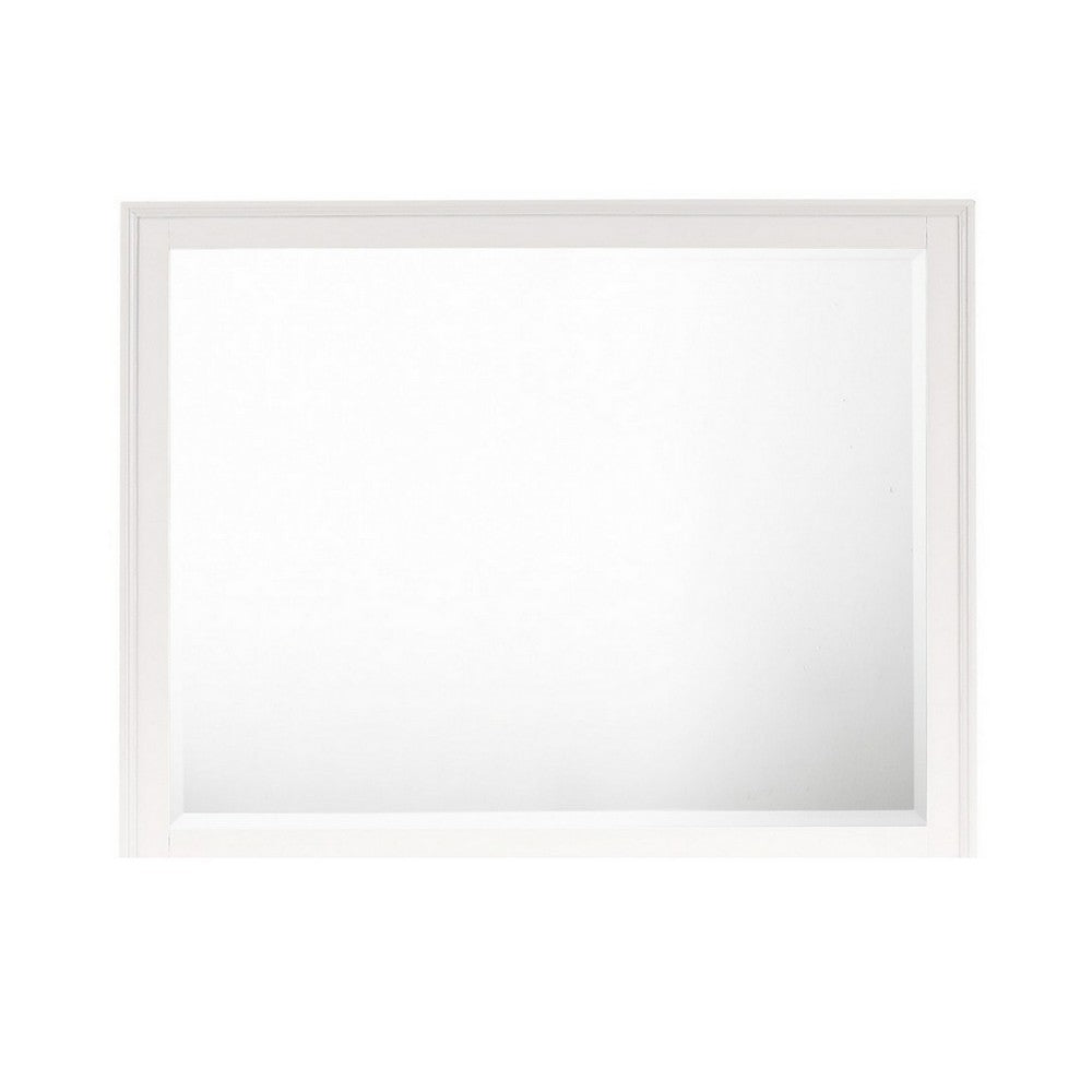 Zavi 32 x 40 Dresser Mirror, Rectangular Shape, Tempered Glass, White - BM316129