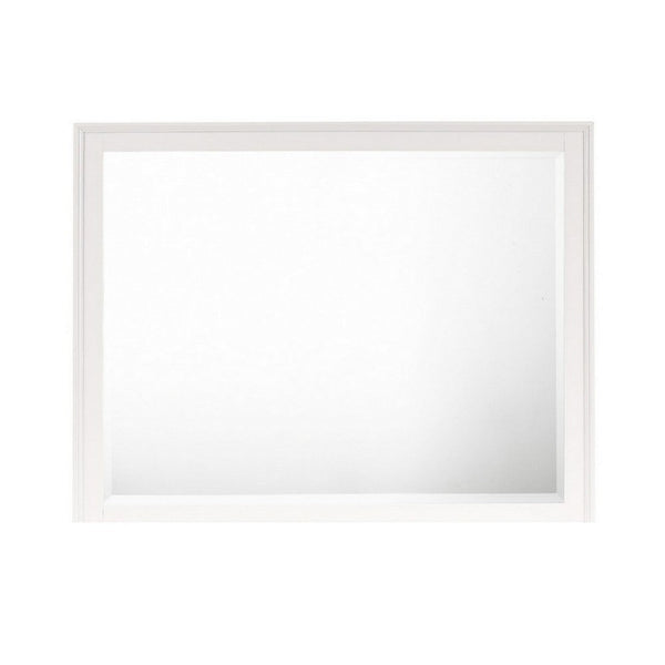 Zavi 32 x 40 Dresser Mirror, Rectangular Shape, Tempered Glass, White - BM316129