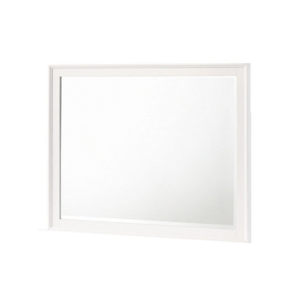 Zavi 32 x 40 Dresser Mirror, Rectangular Shape, Tempered Glass, White - BM316129