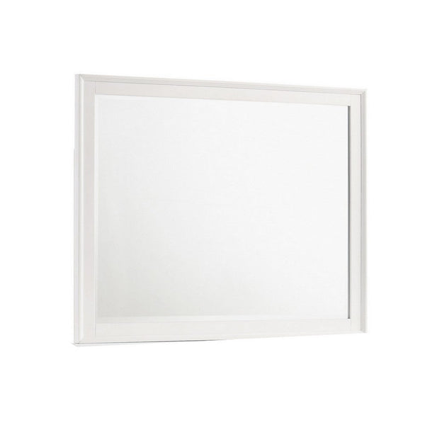 Zavi 32 x 40 Dresser Mirror, Rectangular Shape, Tempered Glass, White - BM316129