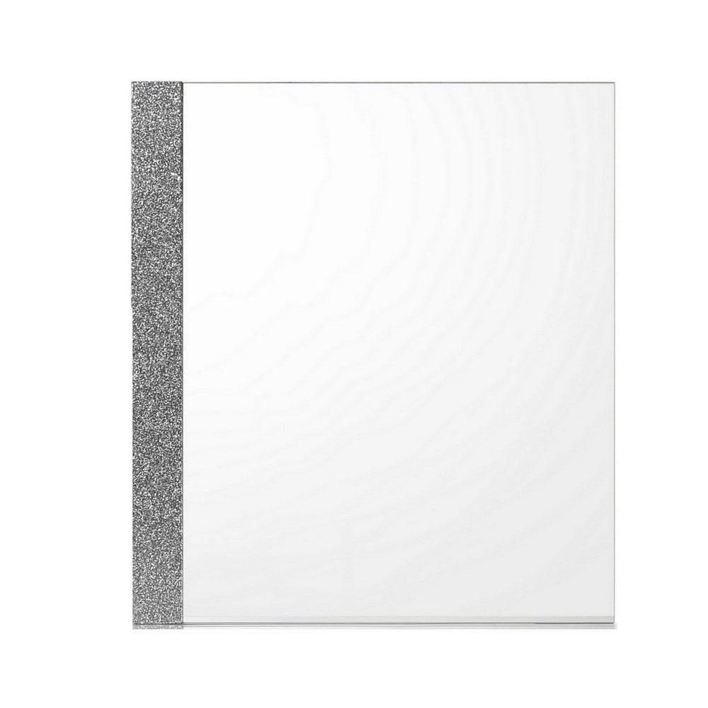 Ara 33 x 39 Dresser Mirror, Crystal Accents, White Glossy Laminate Finish - BM316132