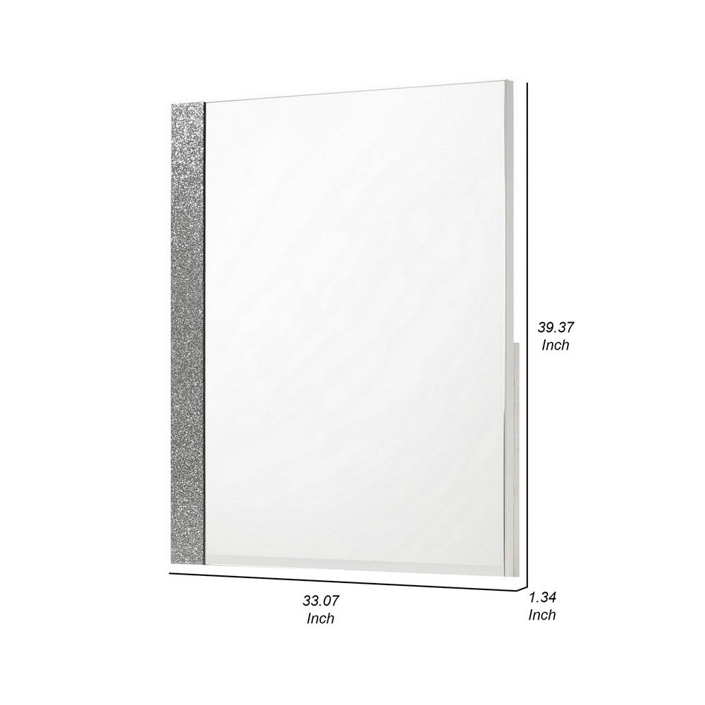 Ara 33 x 39 Dresser Mirror, Crystal Accents, White Glossy Laminate Finish - BM316132