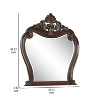 Cali 50 x 50 Dresser Mirror, Curved Body, Carved Crown Top, Cherry Brown - BM316136