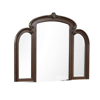 Cali 31 x 66 Vanity Mirror, Curved Top, Carved Design, Cherry Brown Finish - BM316139