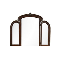 Cali 31 x 66 Vanity Mirror, Curved Top, Carved Design, Cherry Brown Finish - BM316139