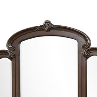 Cali 31 x 66 Vanity Mirror, Curved Top, Carved Design, Cherry Brown Finish - BM316139