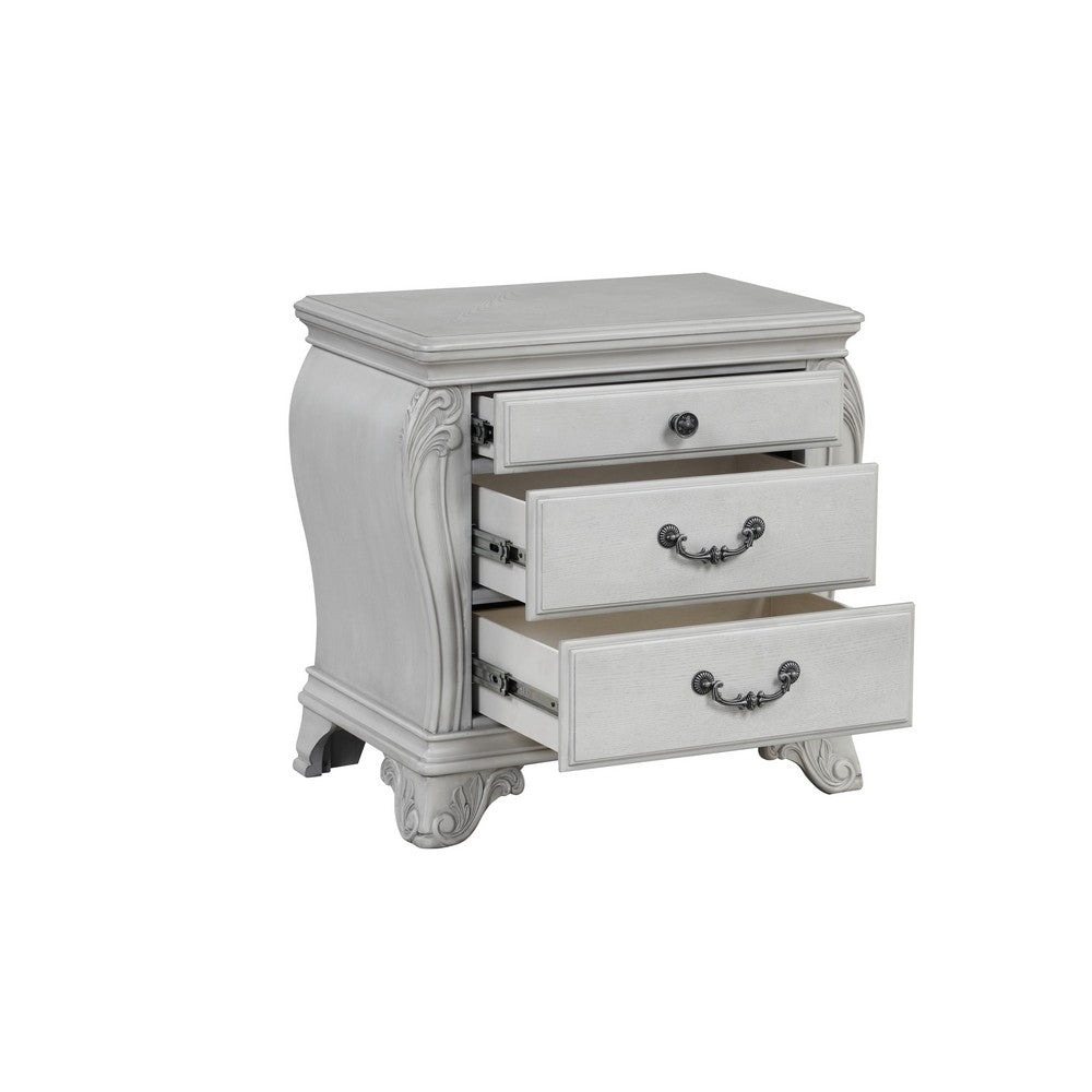 Api 29 Inch Nightstand, 3 Drawers, 2 Drop Handles, Classic Mist Gray - BM316141