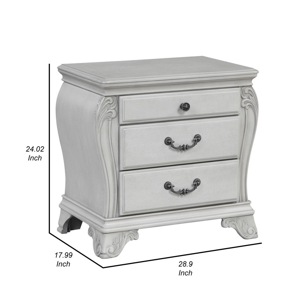 Api 29 Inch Nightstand, 3 Drawers, 2 Drop Handles, Classic Mist Gray - BM316141