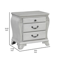 Api 29 Inch Nightstand, 3 Drawers, 2 Drop Handles, Classic Mist Gray - BM316141