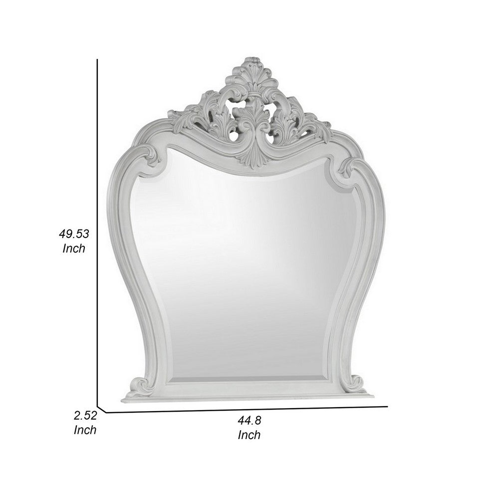 Api 45 x 50 Dresser Mirror, Beveled, Carved Crown Top, Mist Gray Finish - BM316143