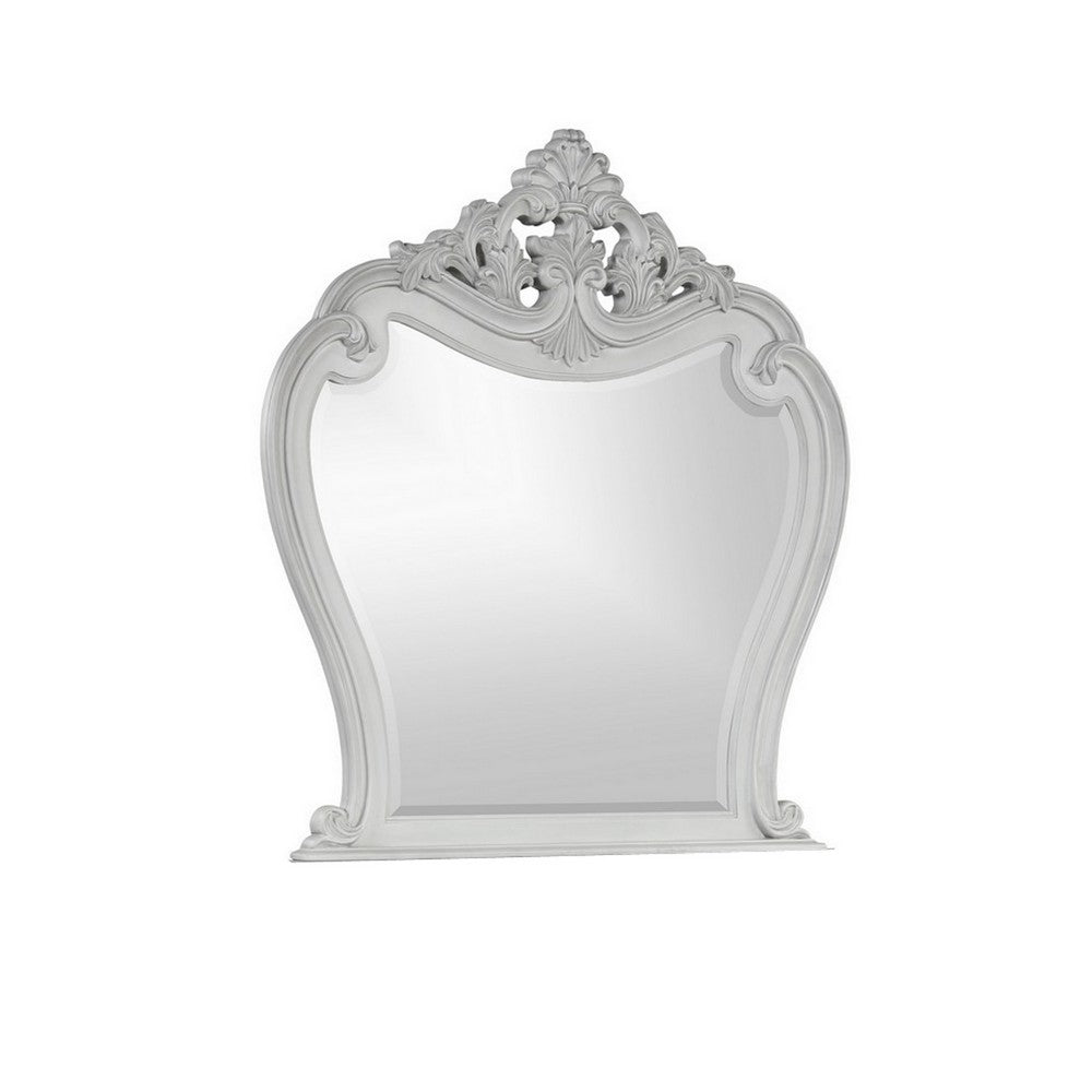 Api 45 x 50 Dresser Mirror, Beveled, Carved Crown Top, Mist Gray Finish - BM316143