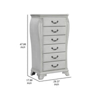 Api 48 Inch Jewelry Chest, 6 Drawers, Drop Handles, Carved, Mist Gray - BM316145