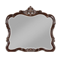 Leon 46 x 47 Dresser Mirror, Beveled, Carved Details, Dark Walnut Finish - BM316146