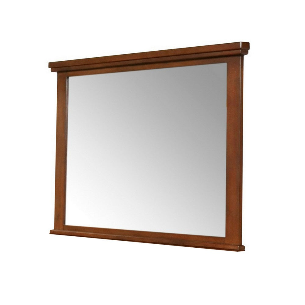 Lan 40 x 47 Dresser  Mirror, Rectangular Tempered Glass, Classic Brown - BM316147