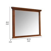 Lan 40 x 47 Dresser  Mirror, Rectangular Tempered Glass, Classic Brown - BM316147