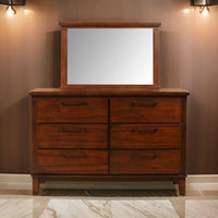 Lan 40 x 47 Dresser  Mirror, Rectangular Tempered Glass, Classic Brown - BM316147