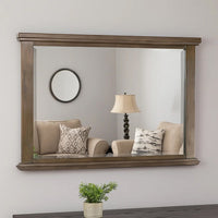 Lan 40 x 47 Dresser Mirror, Tempered Glass, Rectangular, Rustic Taupe - BM316148