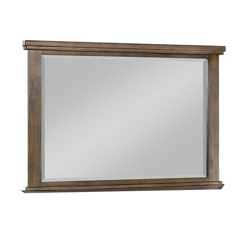 Lan 40 x 47 Dresser Mirror, Tempered Glass, Rectangular, Rustic Taupe - BM316148