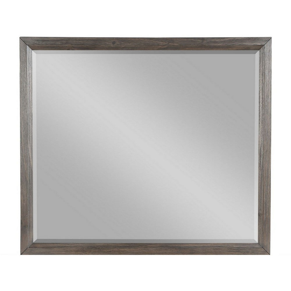 Wali 38 x 44 Dresser Mirror, Beveled, Rectangular Tempered Glass, Gray - BM316149