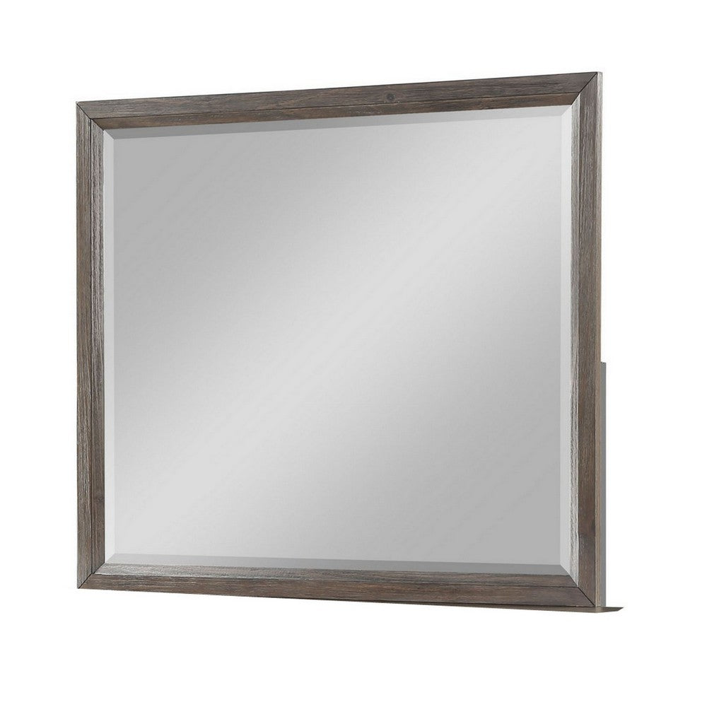 Wali 38 x 44 Dresser Mirror, Beveled, Rectangular Tempered Glass, Gray - BM316149