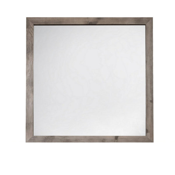 Ent 40 x 40 Dresser Mirror, Tempered Glass, Rectangular Frame, Greige - BM316150