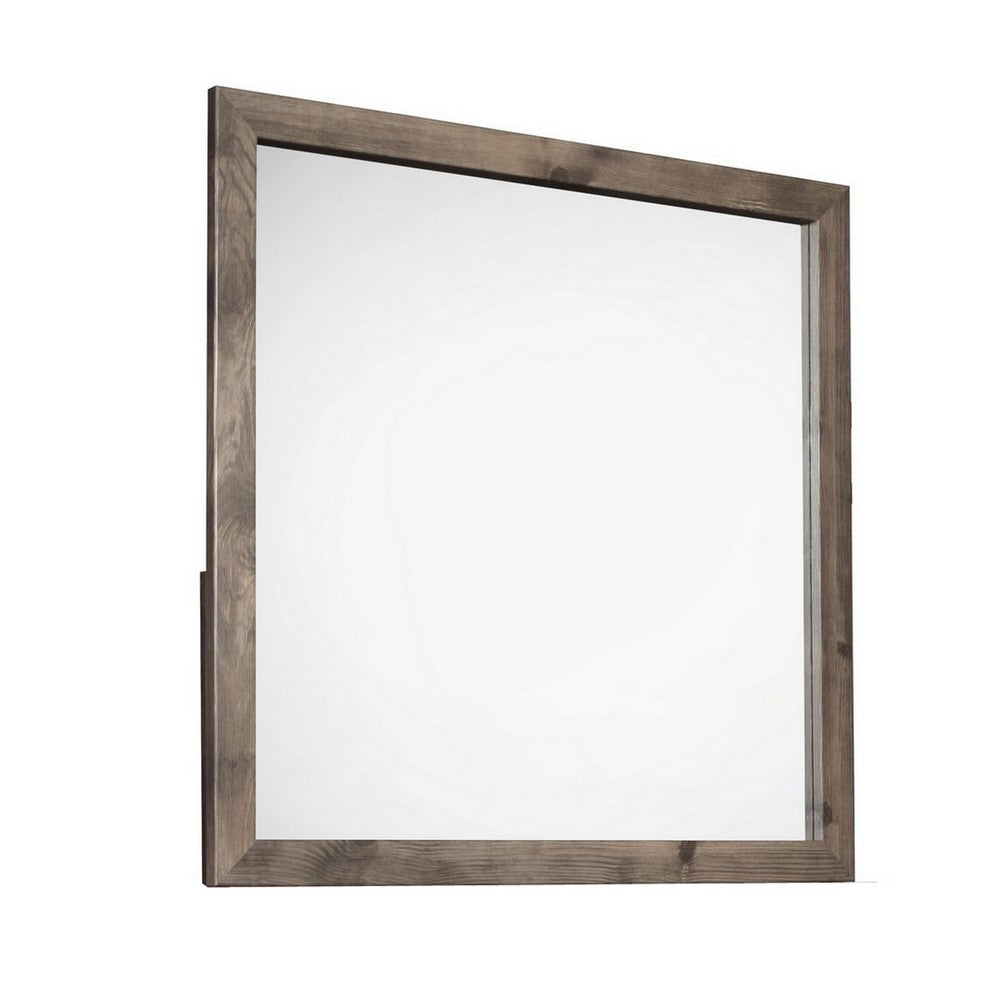 Ent 40 x 40 Dresser Mirror, Tempered Glass, Rectangular Frame, Greige - BM316150