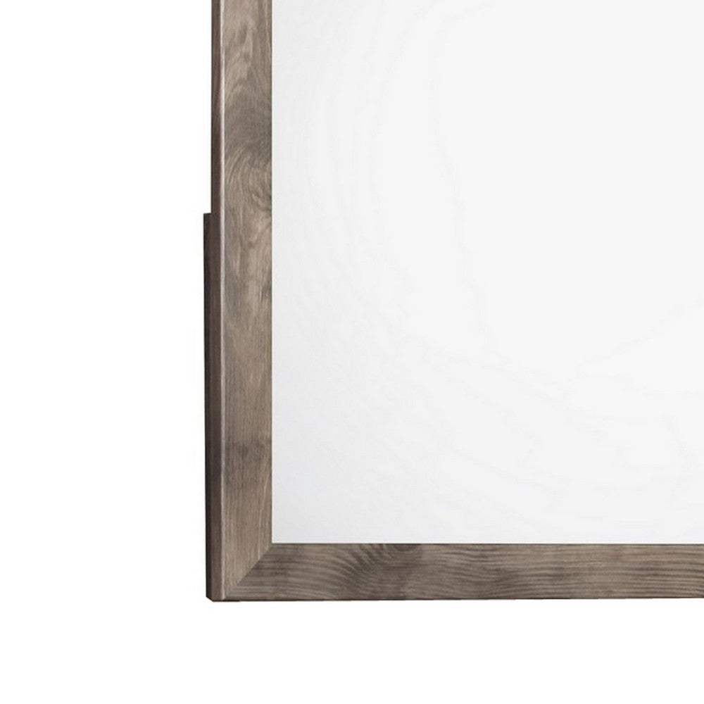 Ent 40 x 40 Dresser Mirror, Tempered Glass, Rectangular Frame, Greige - BM316150