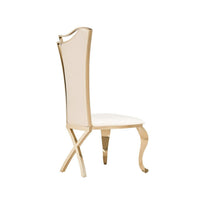 22 Inch Dining Chair Set of 2, Classical Beige Tufted Velvet, Gold Steel - BM316151