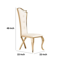 22 Inch Dining Chair Set of 2, Classical Beige Tufted Velvet, Gold Steel - BM316151