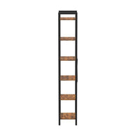 Nyx 74 Inch Bookshelf, 6 Tier Storage Shelves, Black Steel, Brown Wood - BM316212