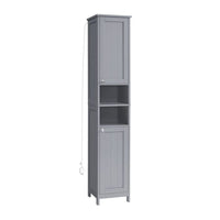 67 Inch Bathroom Linen Cabinet, Open Shelves, Storage Door Racks, White - BM316218