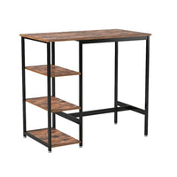 43 Inch Bar Table with 3 Shelves, Rectangular Brown Wood Top, Black Steel  - BM316223