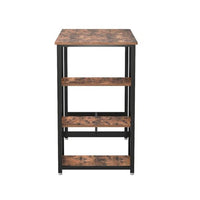 43 Inch Bar Table with 3 Shelves, Rectangular Brown Wood Top, Black Steel  - BM316223