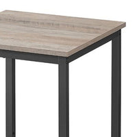 Gyn 35 Inch Counter Height Side Table, Gray Square Wood Top, Black Steel - BM316224