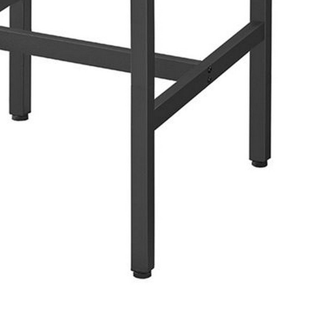 Gyn 35 Inch Counter Height Side Table, Gray Square Wood Top, Black Steel - BM316224