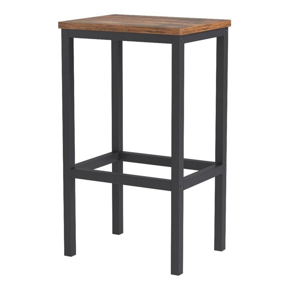 Gyn 26 Inch Counter Height Stool Set of 2, Brown Wood Seat, Black Steel - BM316226