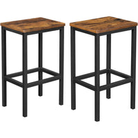 Gyn 26 Inch Counter Height Stool Set of 2, Brown Wood Seat, Black Steel - BM316226