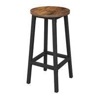 26 Inch Counter Height Stool Set of 2, Brown Round Seat, Black Steel Frame - BM316230