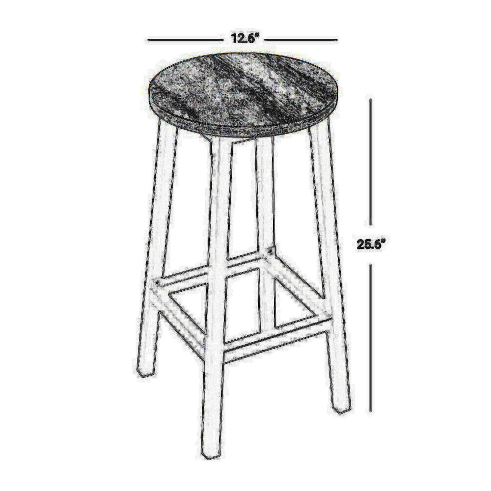 26 Inch Counter Height Stool Set of 2, Brown Round Seat, Black Steel Frame - BM316230