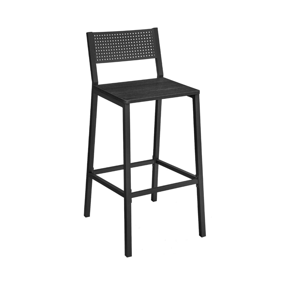 Mexy 25 Inch Counter Stool Chair Set of 2, Panel Back, Square Seat, Black - BM316231