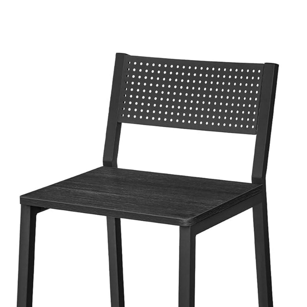 Mexy 25 Inch Counter Stool Chair Set of 2, Panel Back, Square Seat, Black - BM316231